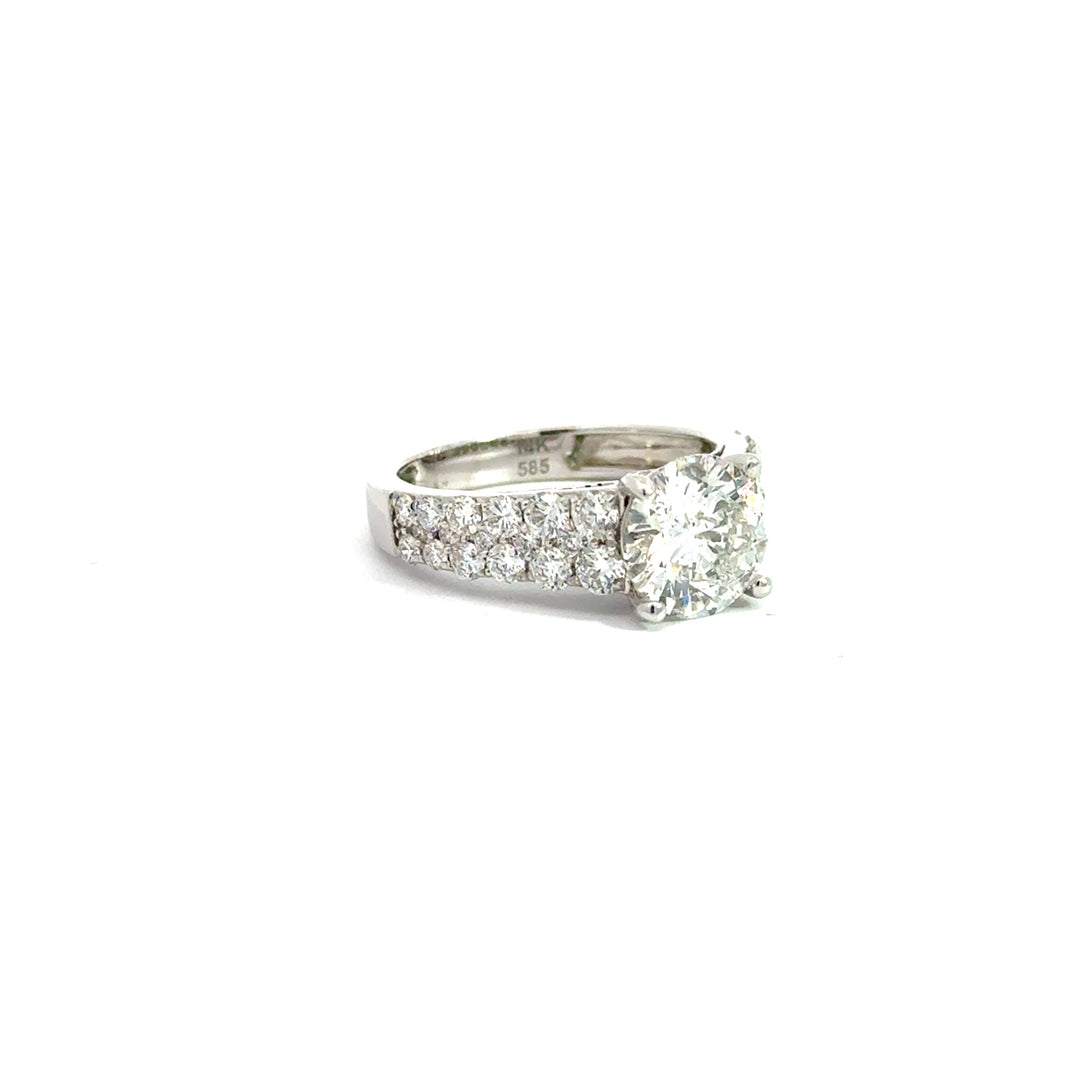 Natural Diamond 2.02 CT F/I1 Engagement Ring 14K White Gold