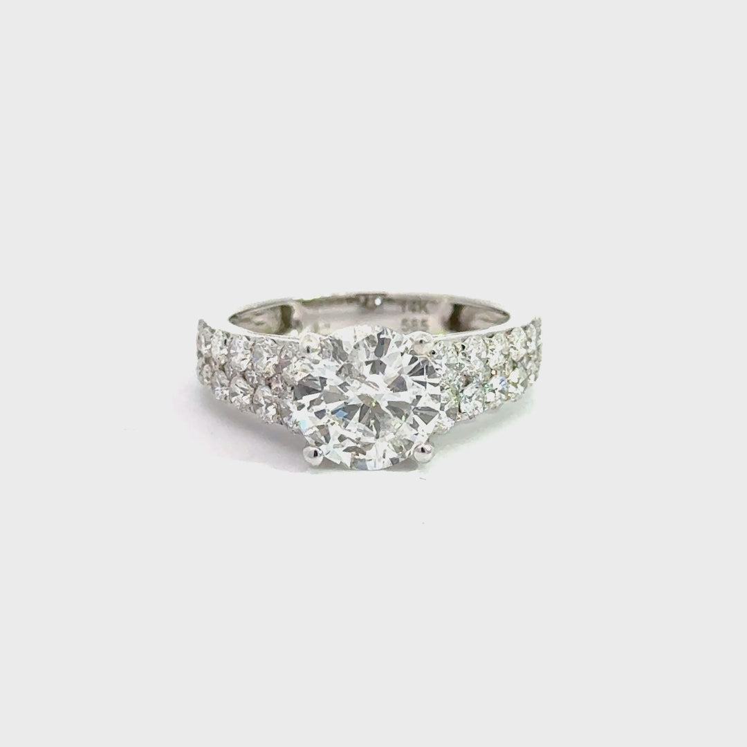 Natural Diamond 2.02 CT F/I1 Engagement Ring 14K White Gold