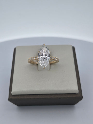 LAB ring MQ DIA 3.45ct E-F/VS1 14KYG 3.40g size:7.5