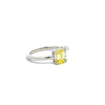 Elegant LAB Two-Stone Ring Fancy Yellow 1.59 ct