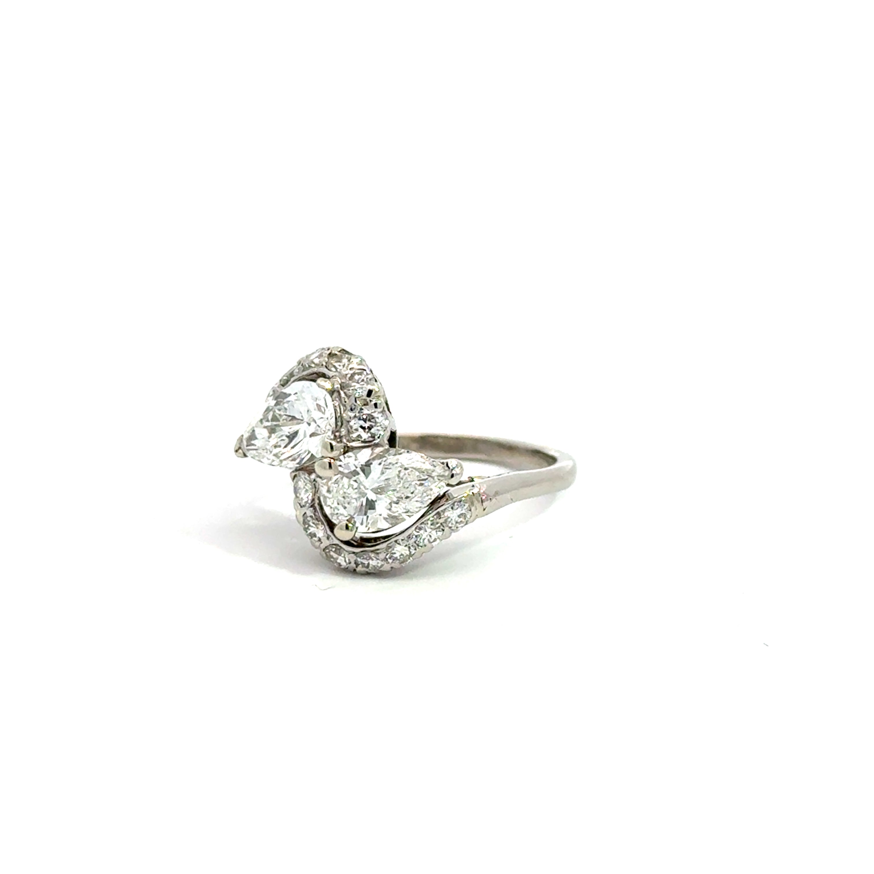 1.80 ct. Lab-grown Pear Shape  Diamond Ring Platinum 2.10g
