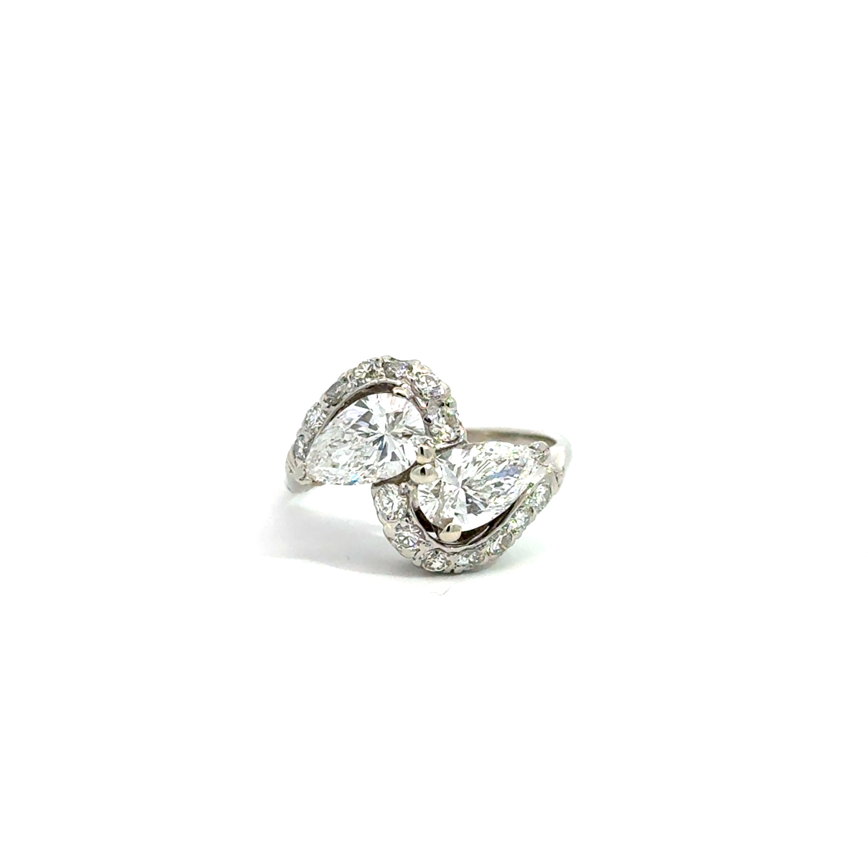 1.80 ct. Lab-grown Pear Shape  Diamond Ring Platinum 2.10g