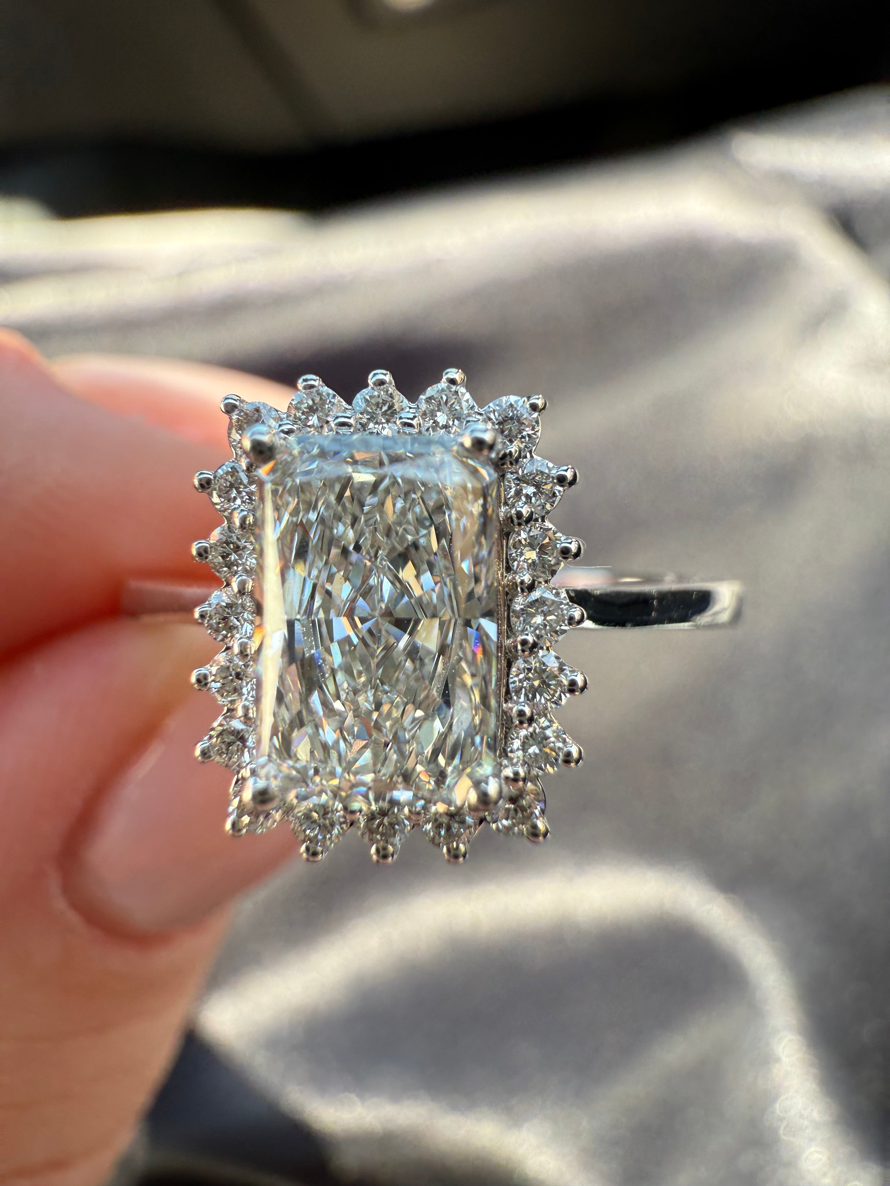 1.21 ct. Lab-grown Emerald Diamond Ring 14K White gold