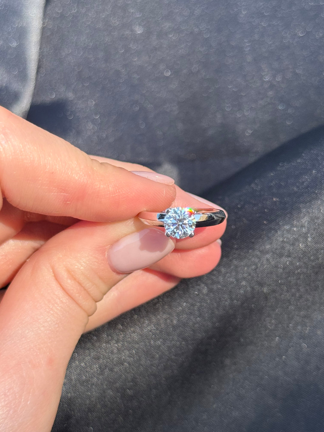 1.13 ct. Round IGI Certified Lab-grown Diamond Engagement Ring 14 K white gold