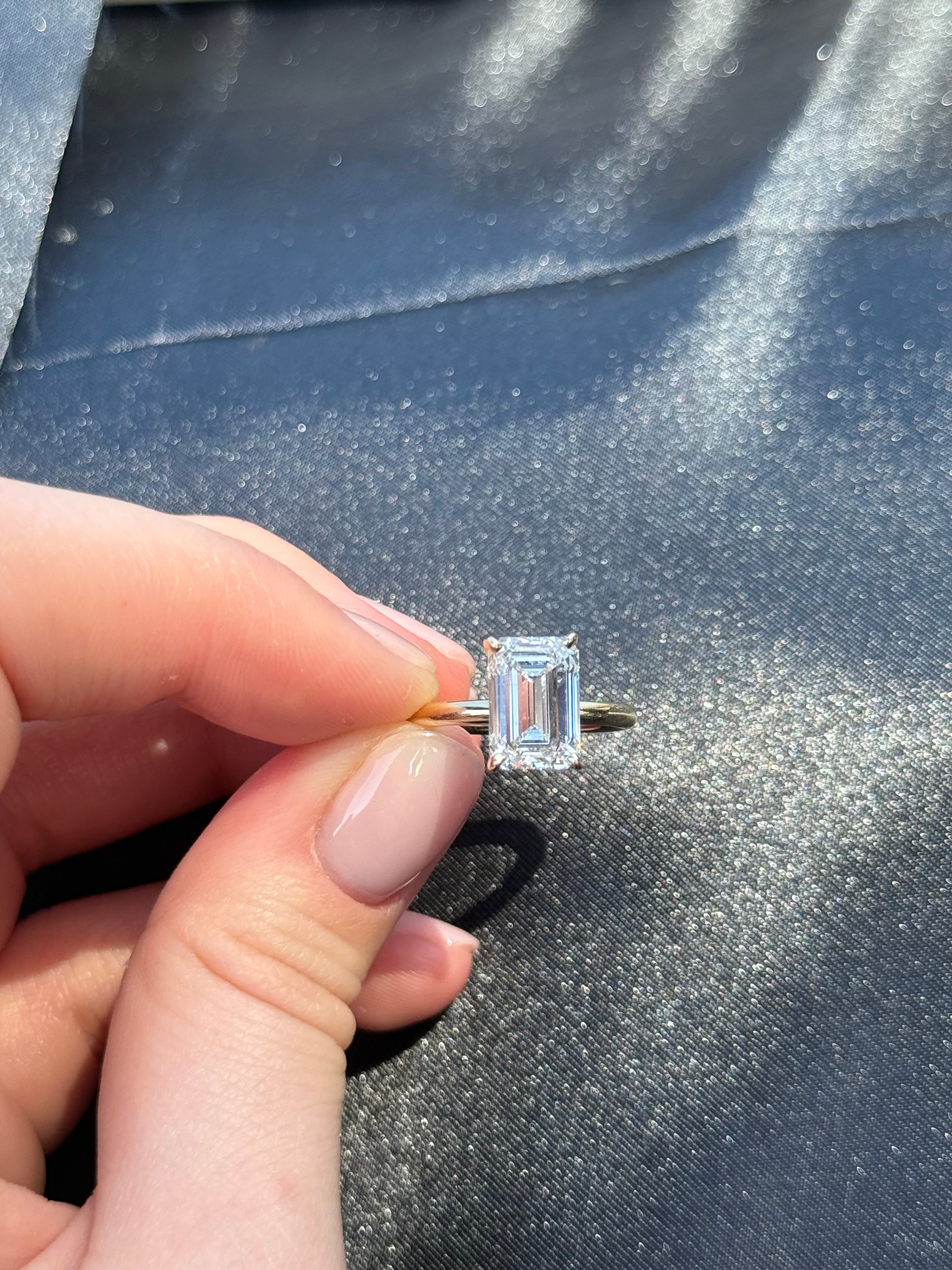 Elegant 3.56ct Emerald Cut LAB Diamond Ring 14K yellow gold