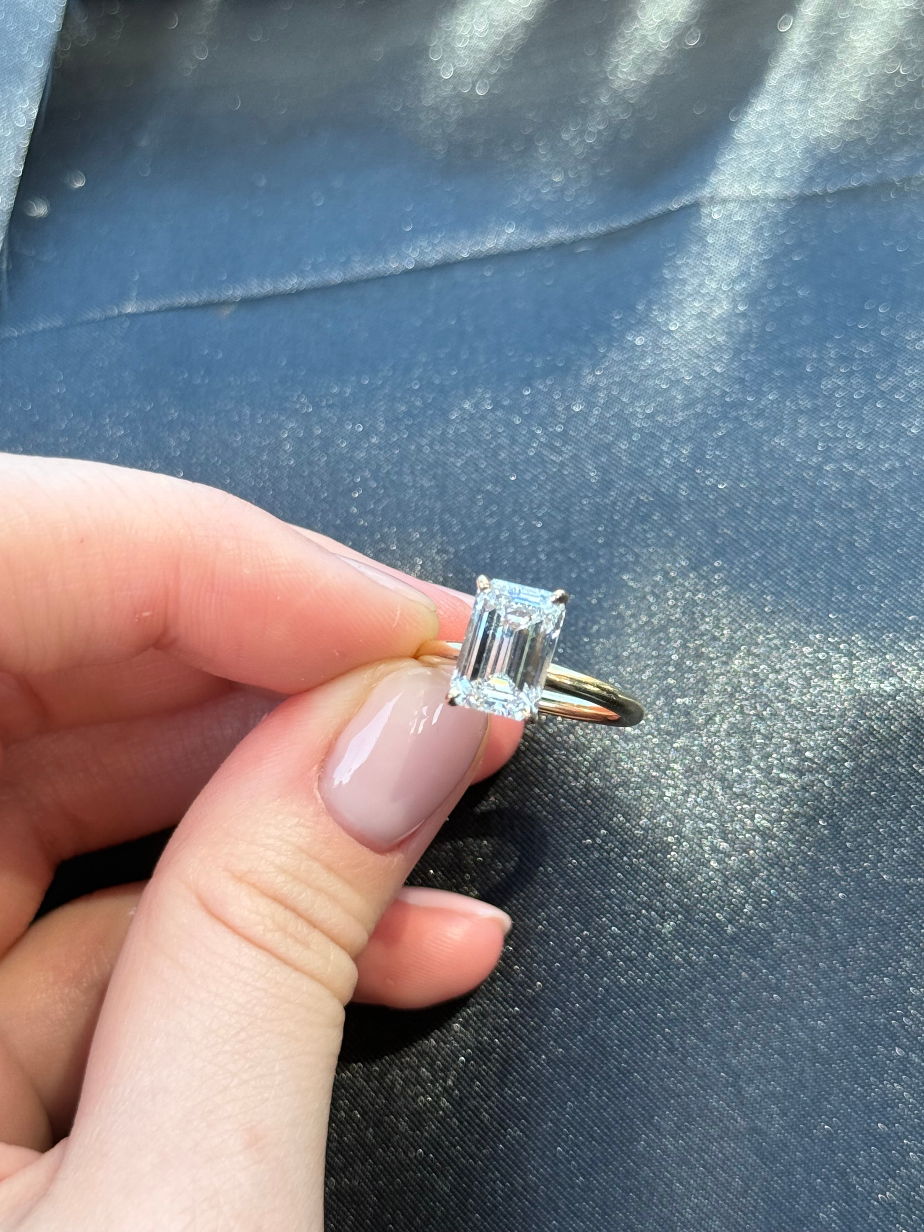 Elegant 3.56ct Emerald Cut LAB Diamond Ring 14K yellow gold