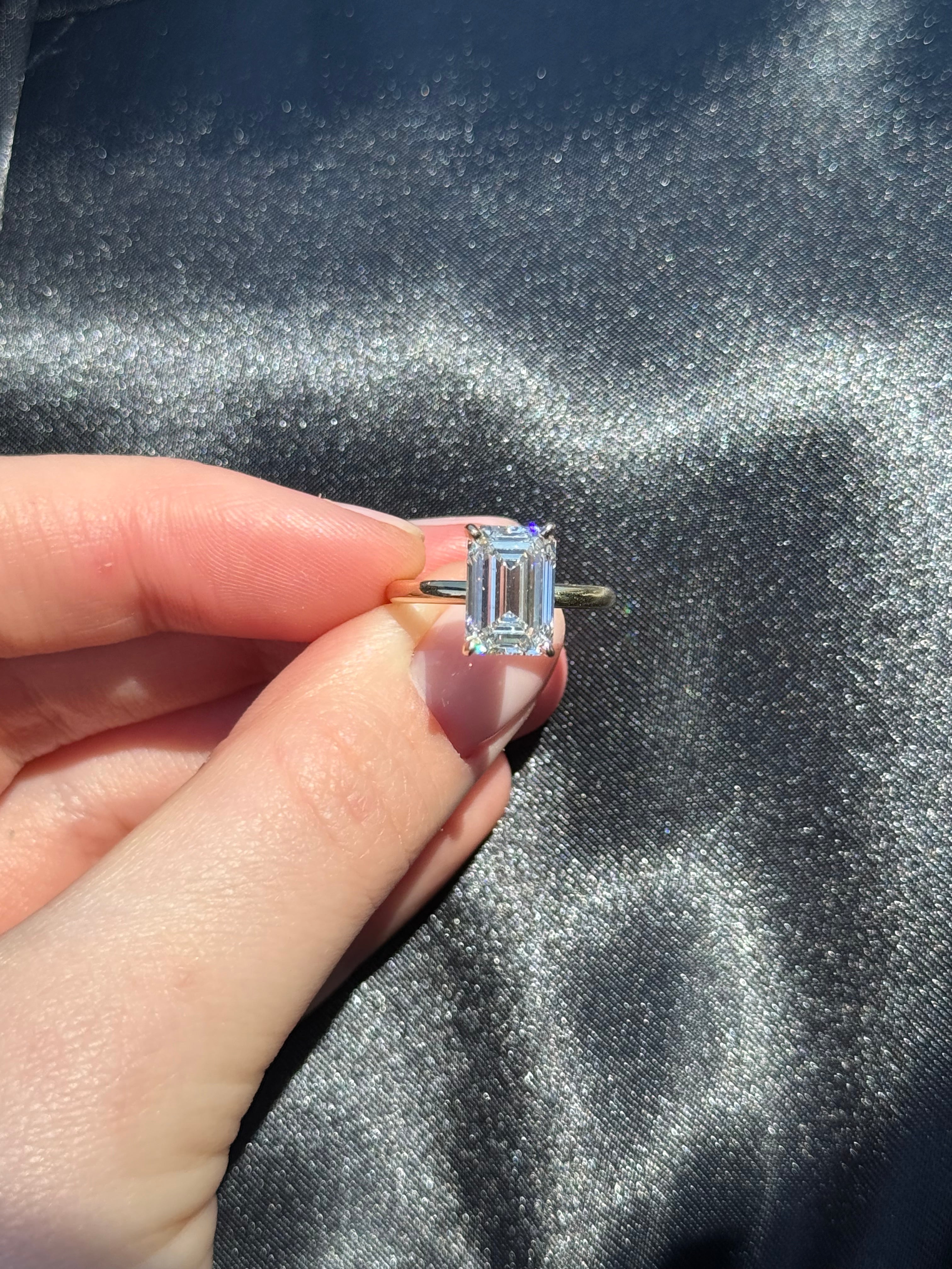 Elegant 3.56ct Emerald Cut LAB Diamond Ring 14K yellow gold