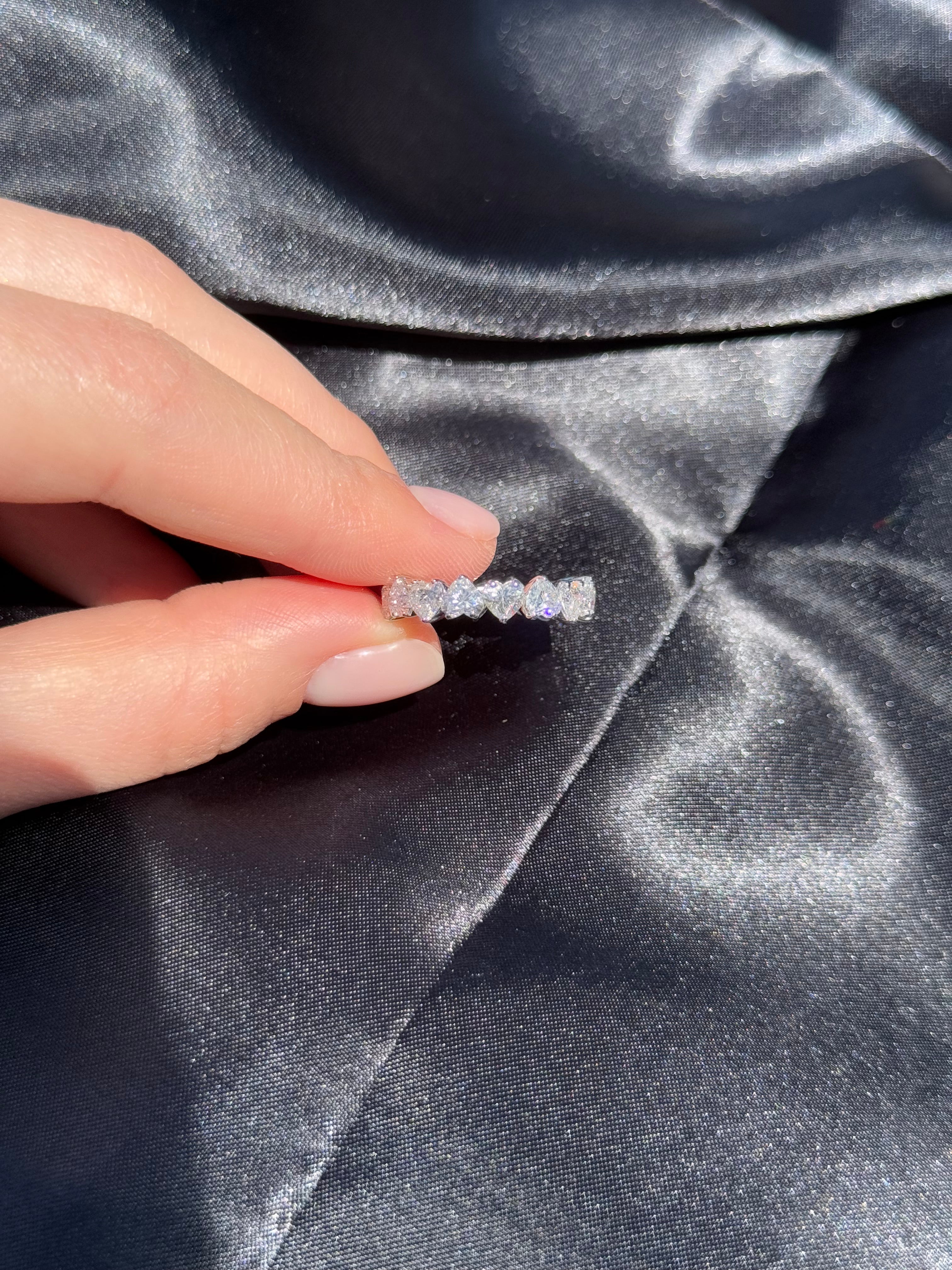 4.44 ct. Heart shape Lab-grown Diamond Eternity Ring 14K White Gold