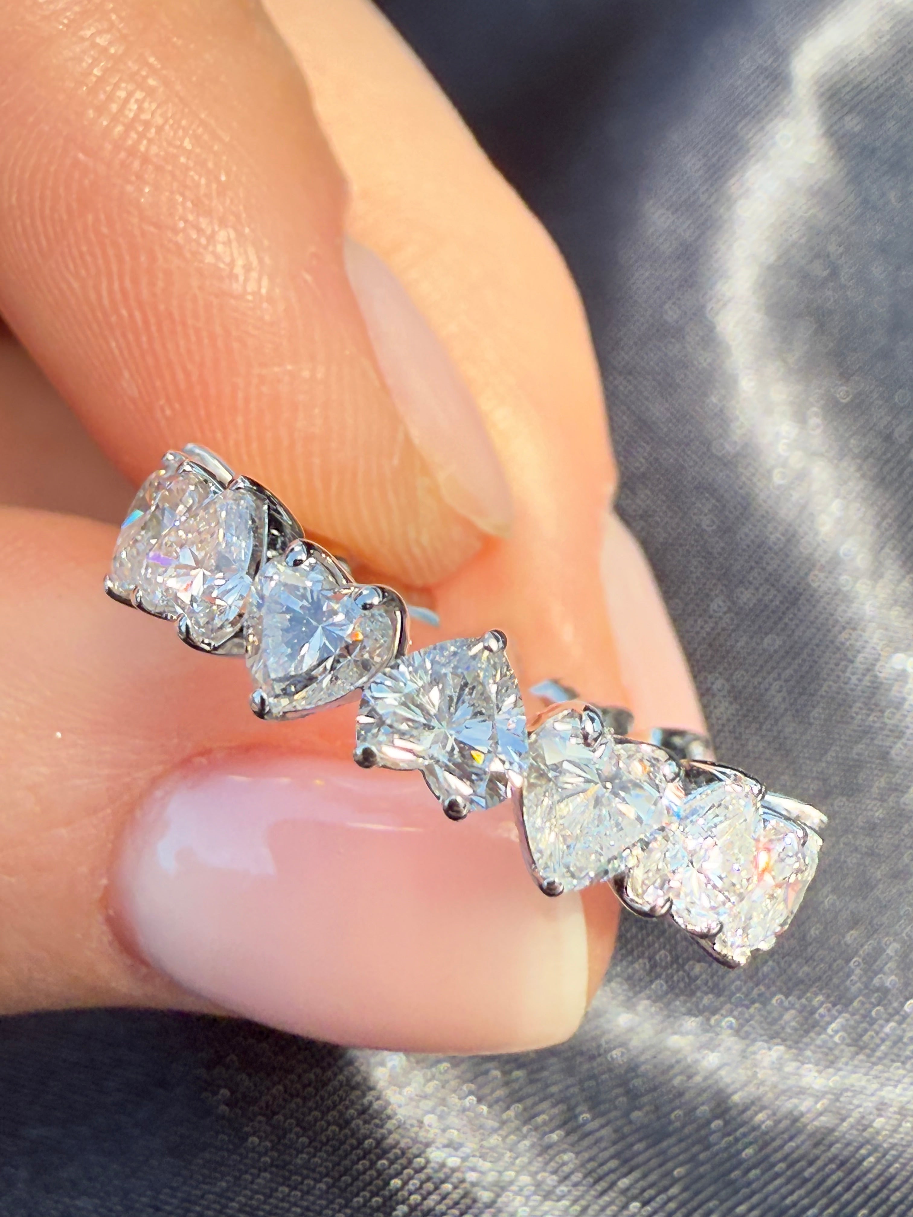 4.44 ct. Heart shape Lab-grown Diamond Eternity Ring 14K White Gold