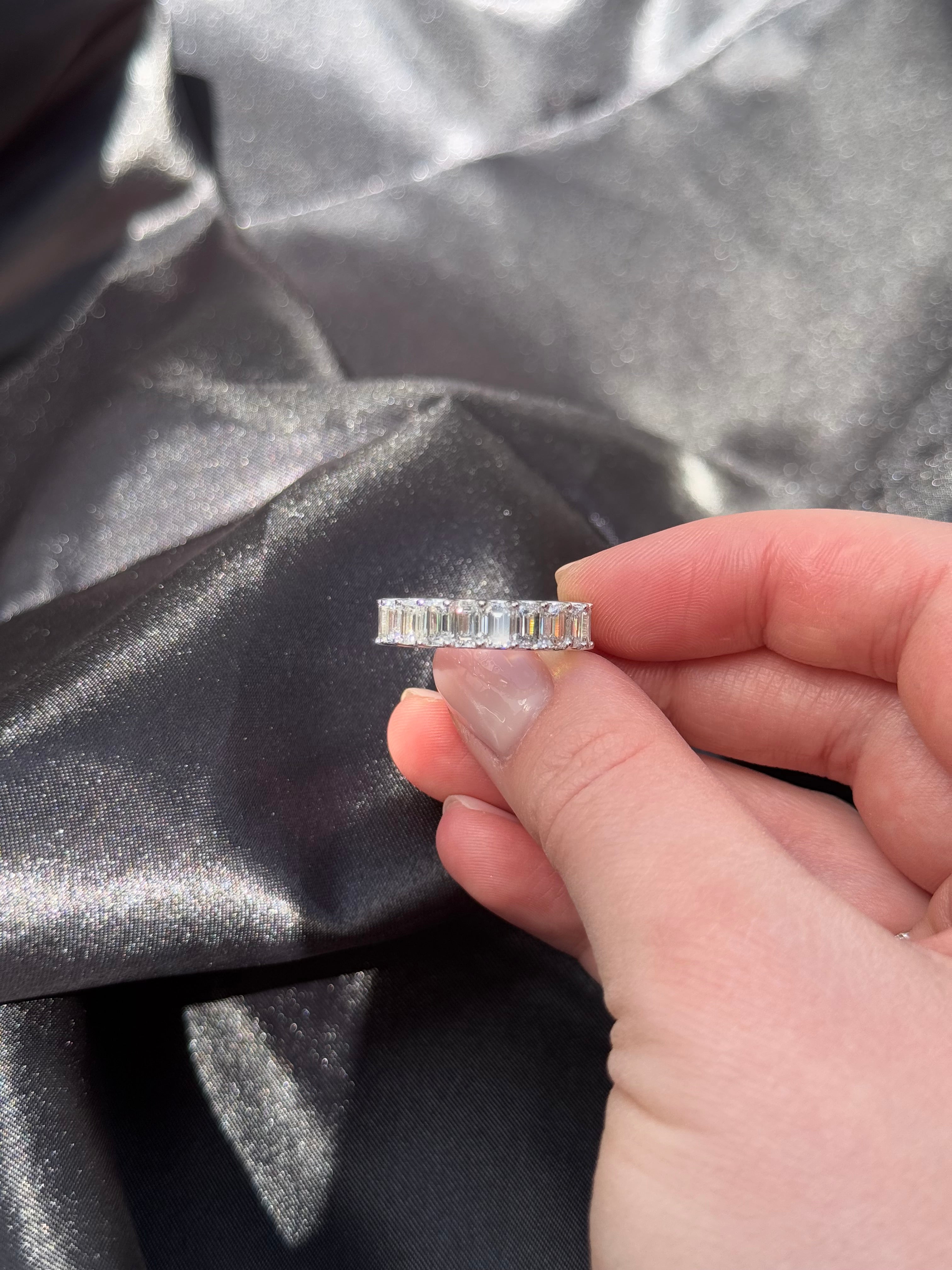 Elegant Emerald-Cut 6.91ct LAB Diamond Ring 14K White Gold