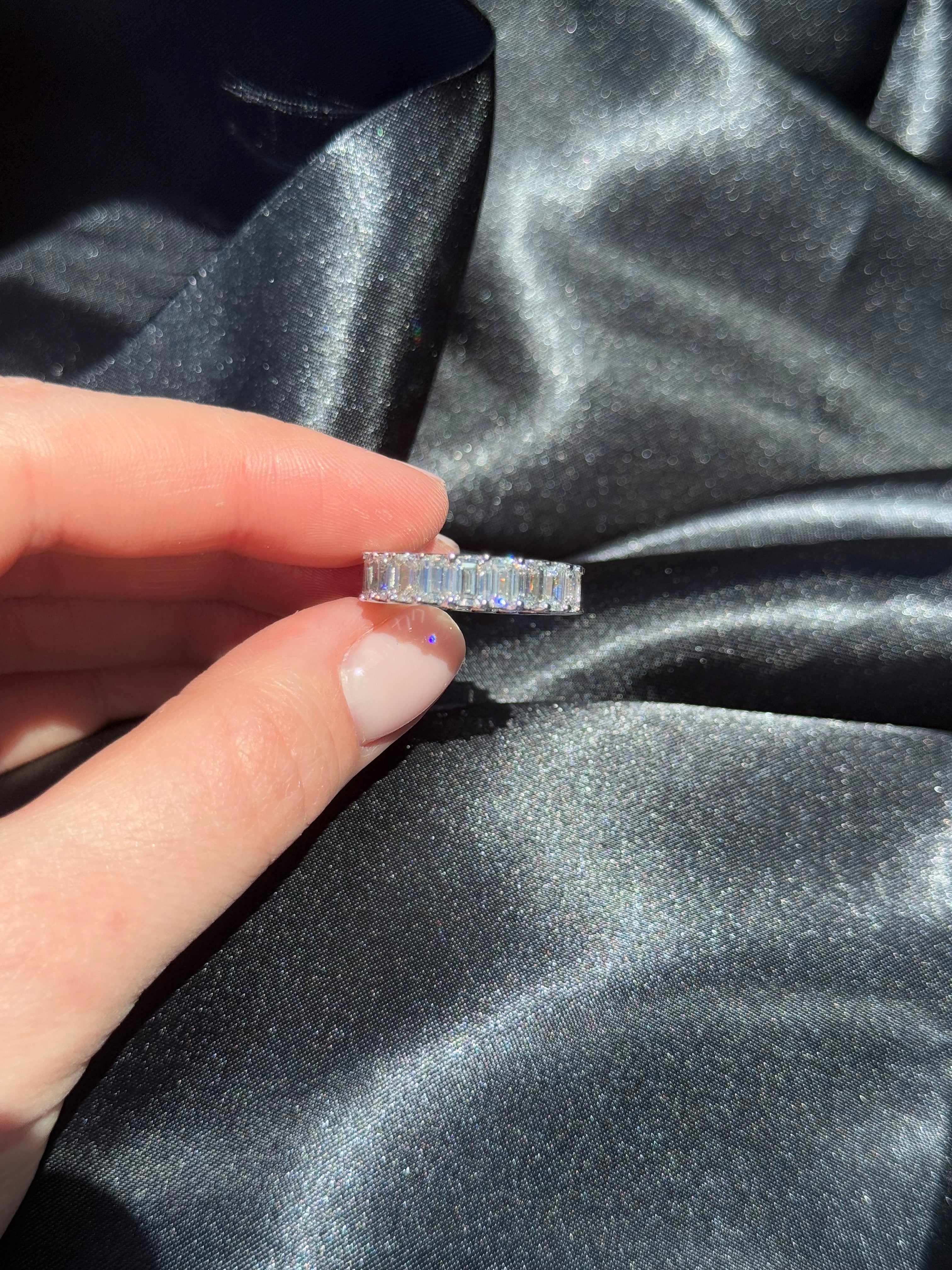 Elegant Emerald-Cut 6.91ct LAB Diamond Ring 14K White Gold