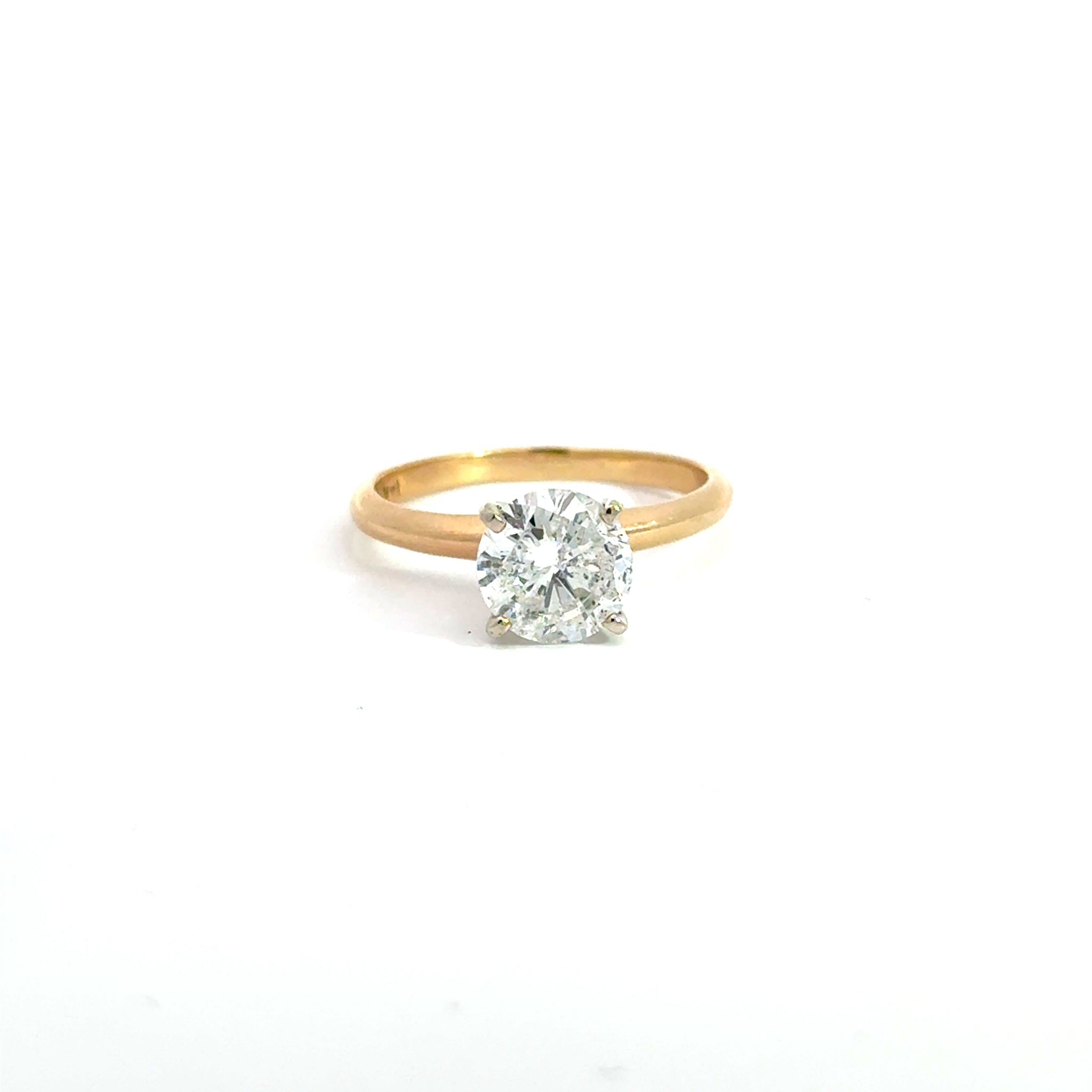Natural Diamond 1.98 CT D/I1 Engagement Ring 14K Yellow Gold