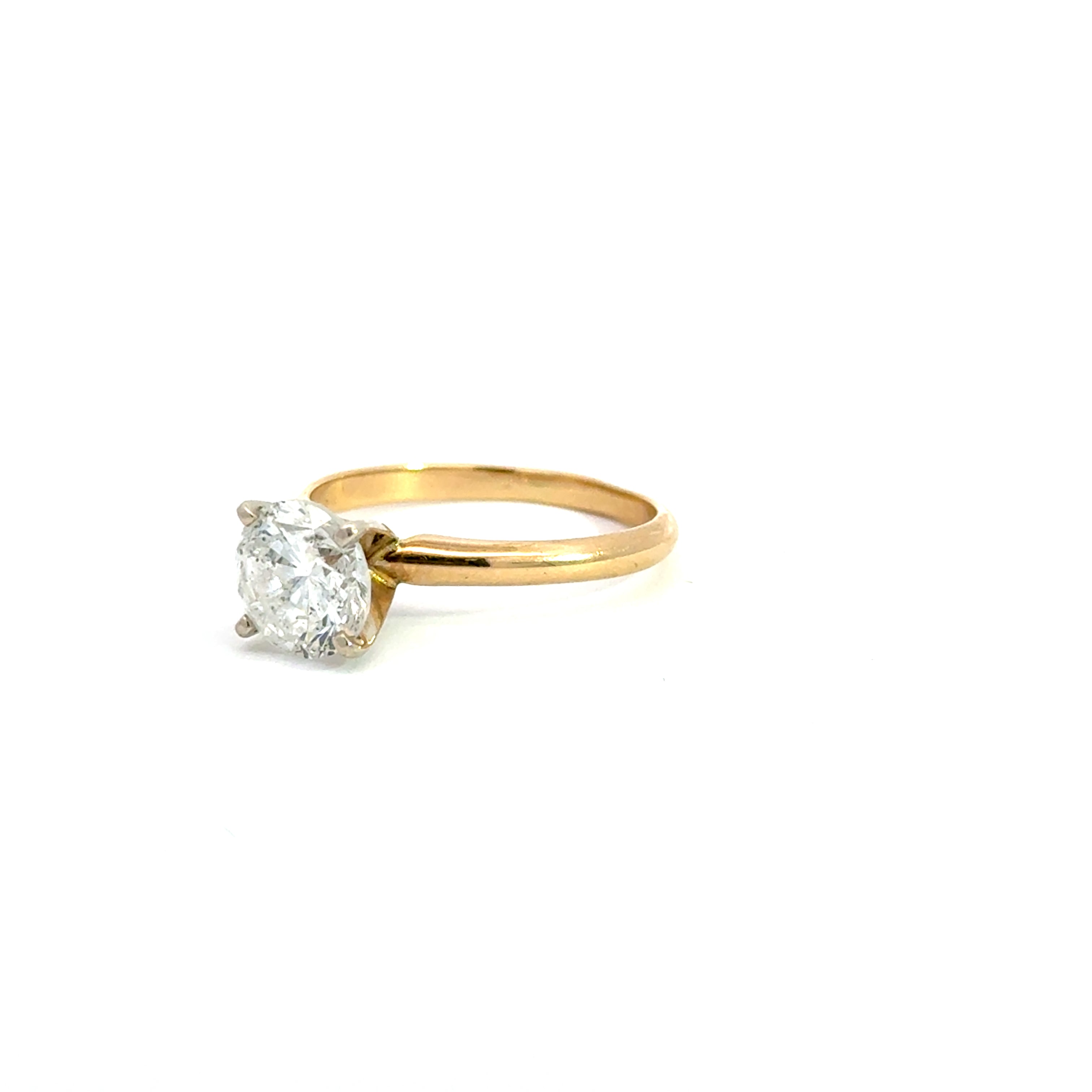 Natural Diamond 1.98 CT D/I1 Engagement Ring 14K Yellow Gold