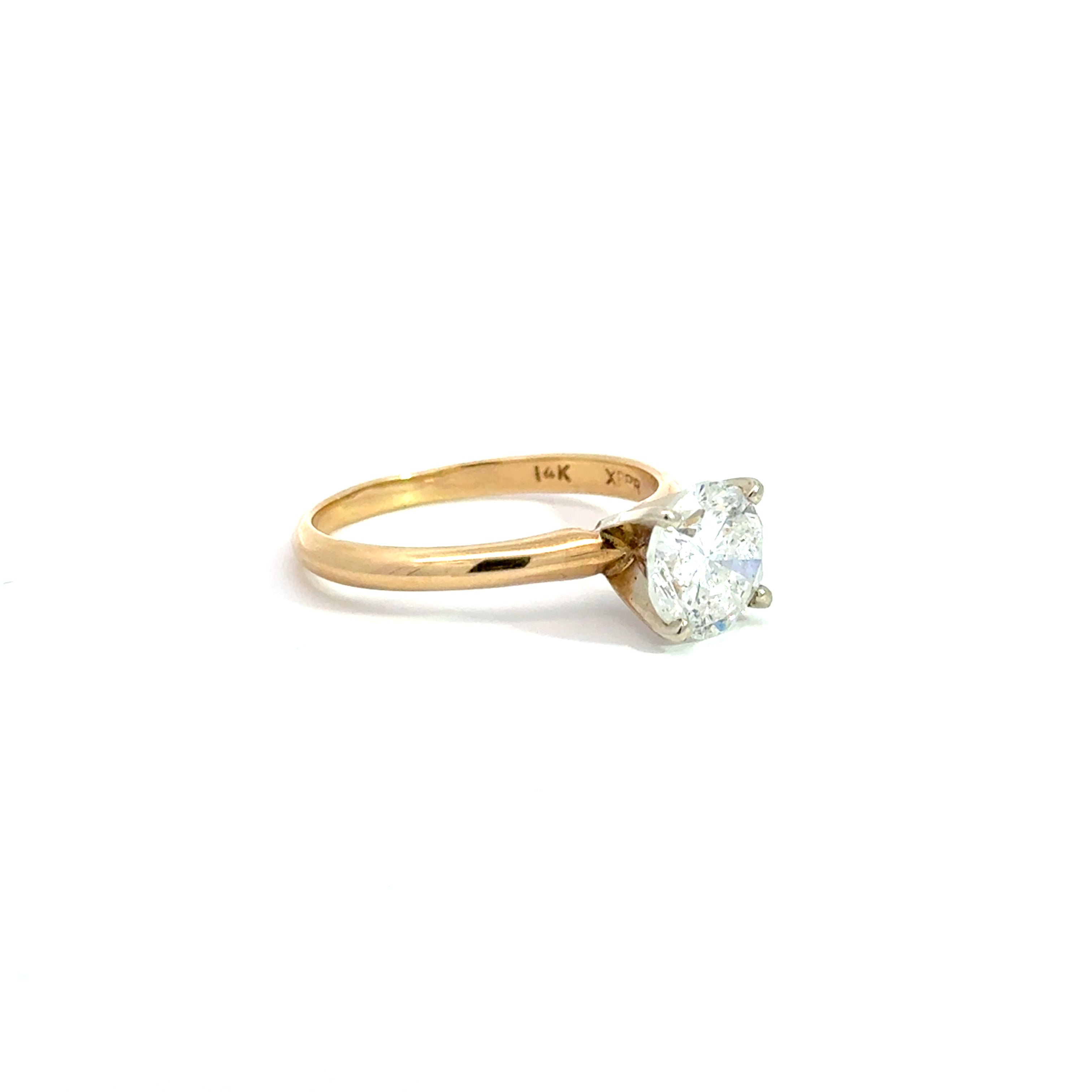 Natural Diamond 1.98 CT D/I1 Engagement Ring 14K Yellow Gold