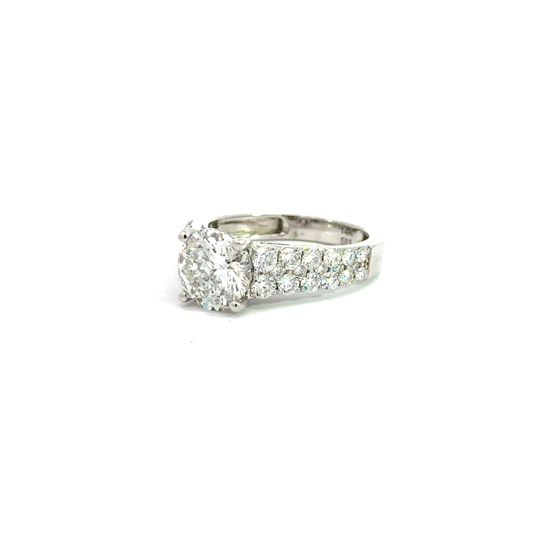 Natural Diamond 2.02 CT F/I1 Engagement Ring 14K White Gold