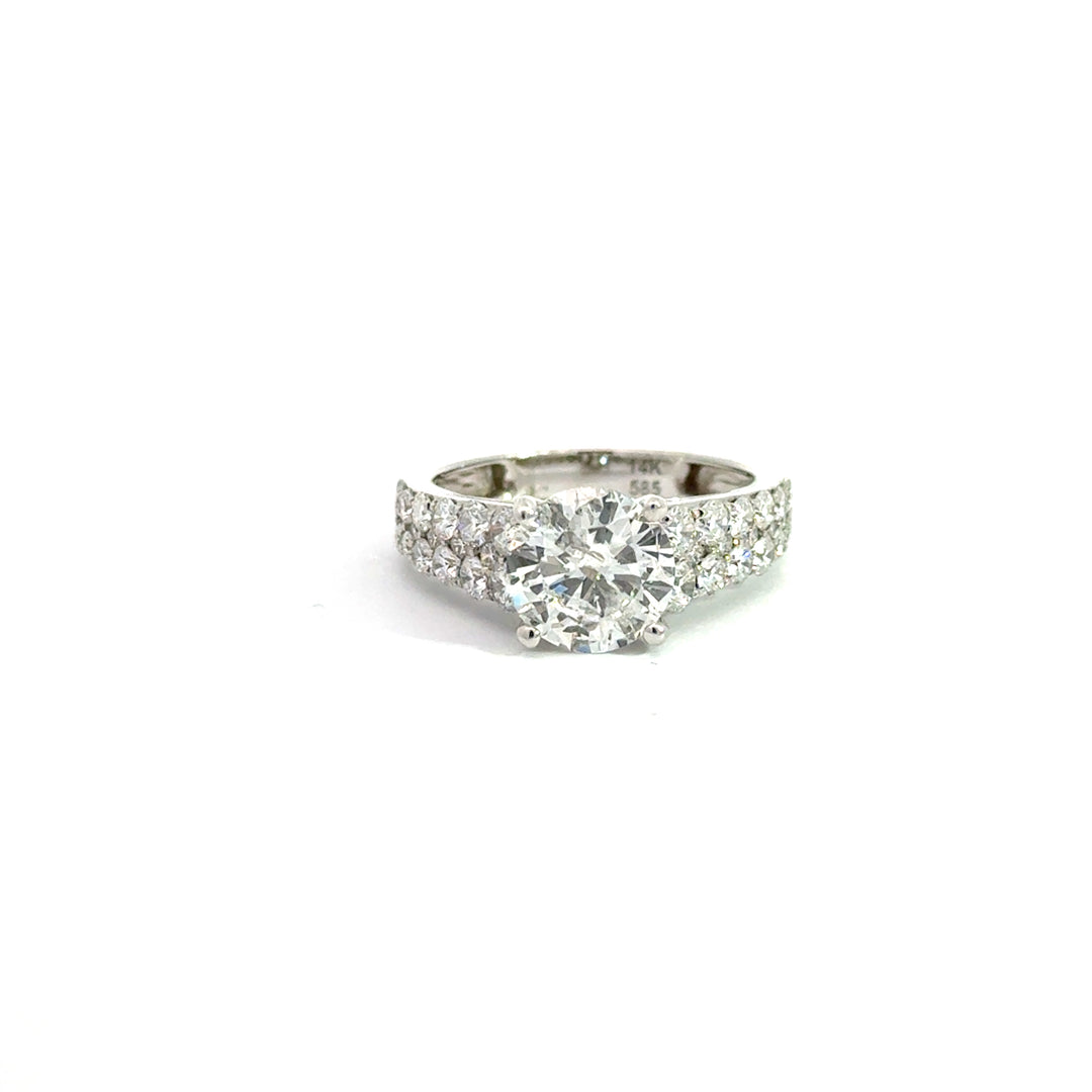 Natural Diamond 2.02 CT F/I1 Engagement Ring 14K White Gold