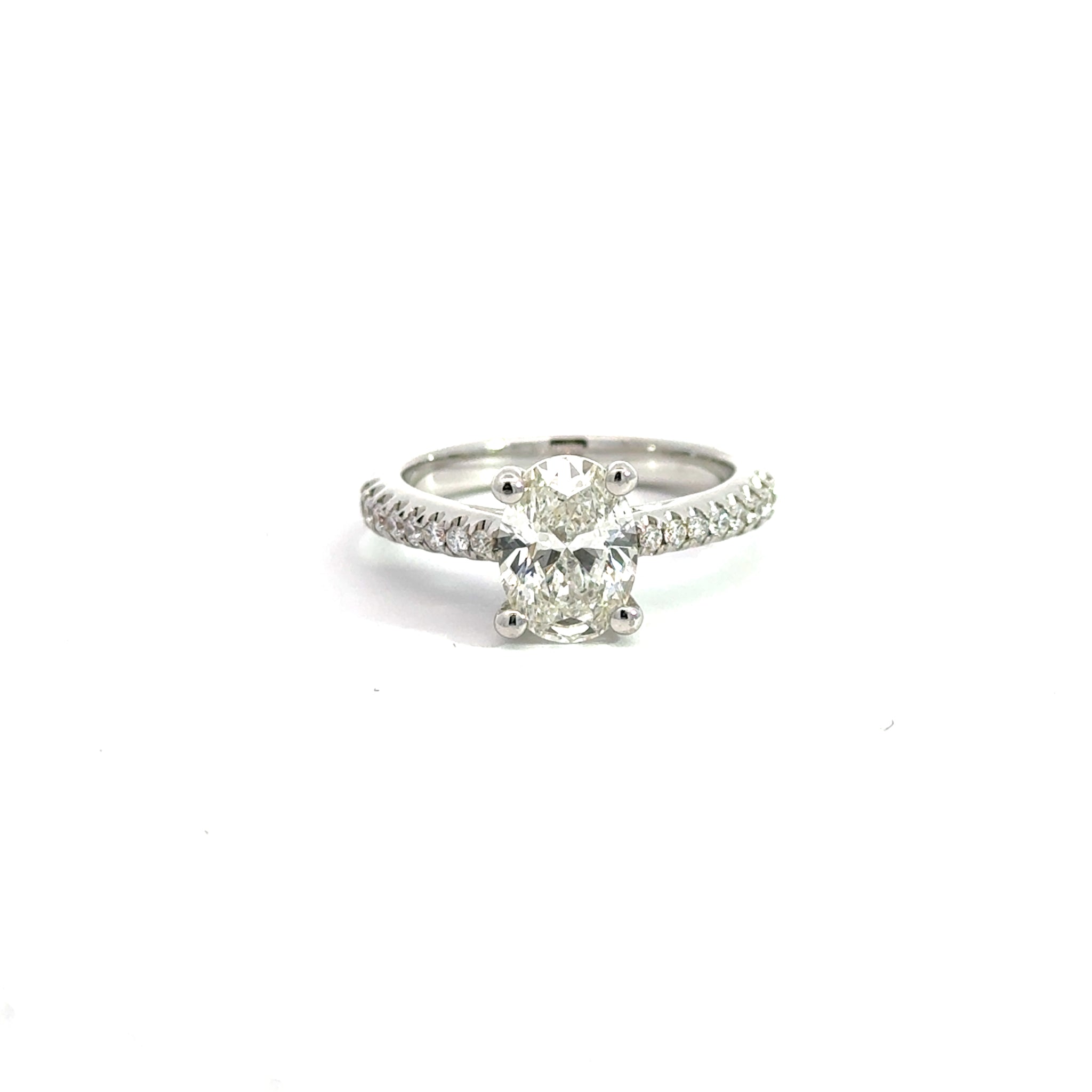 Natural Diamond 1.76 H/SI1 Engagement Ring 18K White Gold