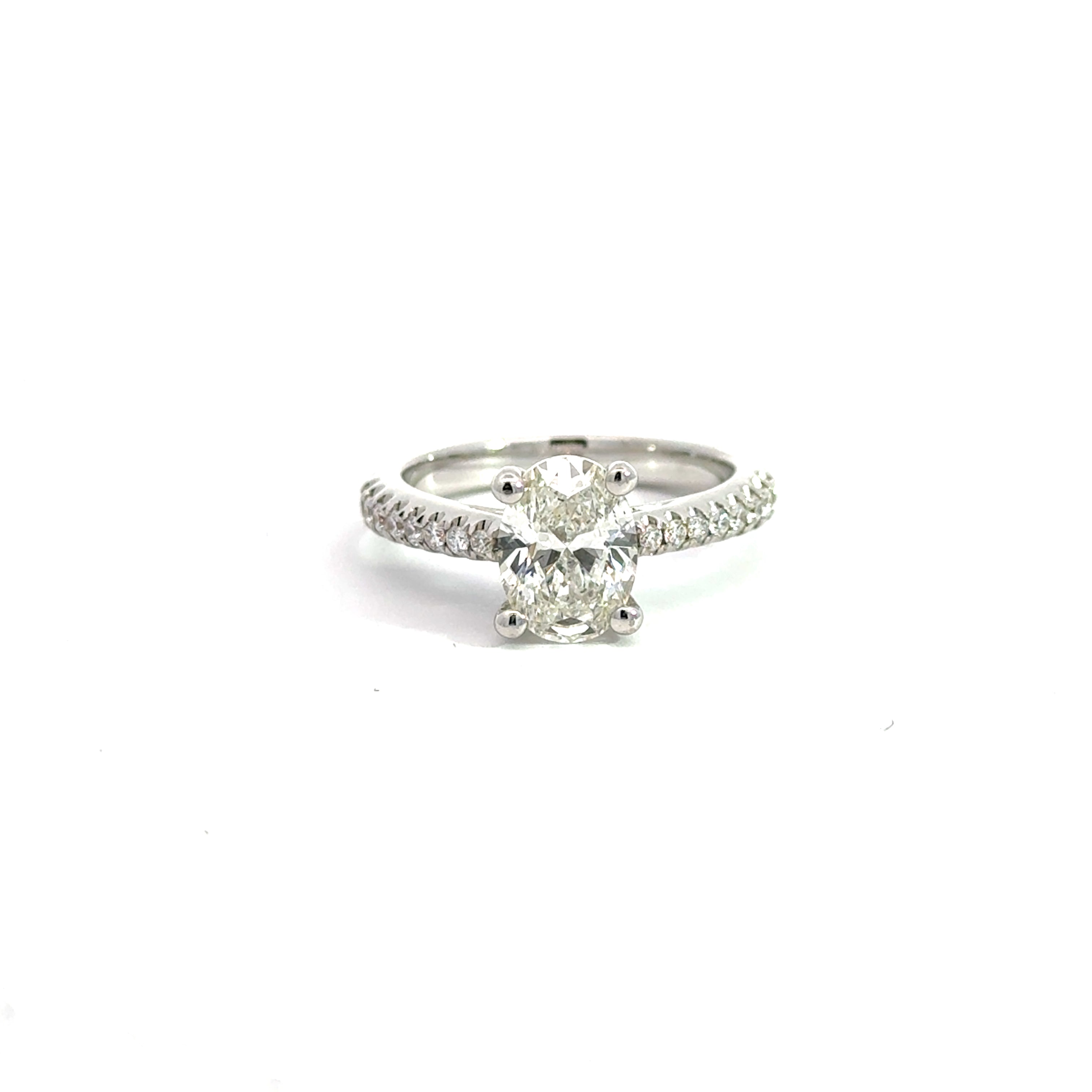 Natural Diamond 1.76 H/SI1 Engagement Ring 18K White Gold