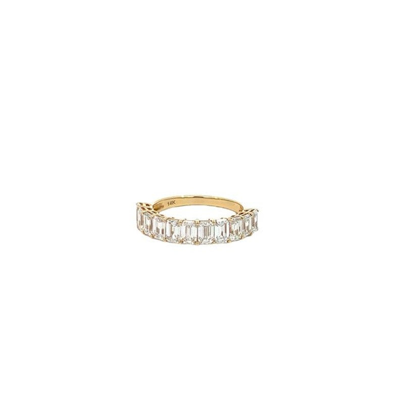 2.39 ct. IGI Certified Emerald Diamond Half Eternity Ring 14K Yellow gold