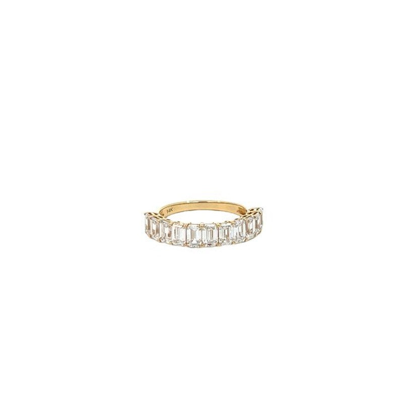2.39 ct. IGI Certified Emerald Diamond Half Eternity Ring 14K Yellow gold
