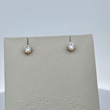 2.15 carat total weight lab-grown round diamond stud earrings in 14K yellow gold