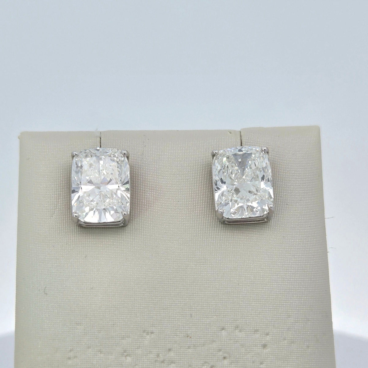 10.09 CTW Lab-Grown Cushion Diamond Stud Earrings in 14K White Gold