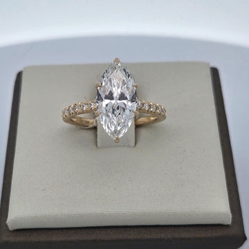 Lab-Grown Marquise Diamond Ring 3.45ct | 14K Yellow Gold