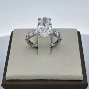 Lab-Grown Oval Diamond Three-Stone Ring | 10K White Gold