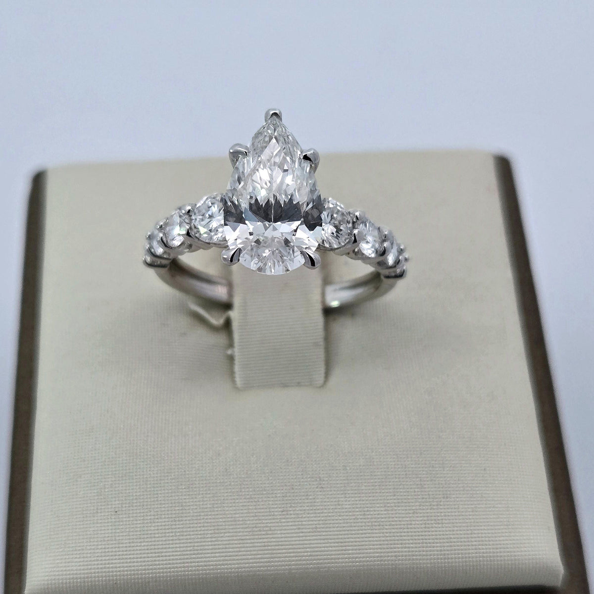 Lab-Grown Pear Diamond Ring with 1.10ct Accents | 14K White Gold