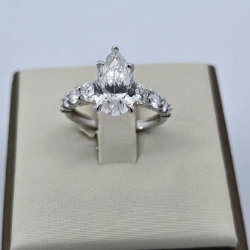 Lab-Grown Pear Diamond Ring with 1.10ct Accents | 14K White Gold