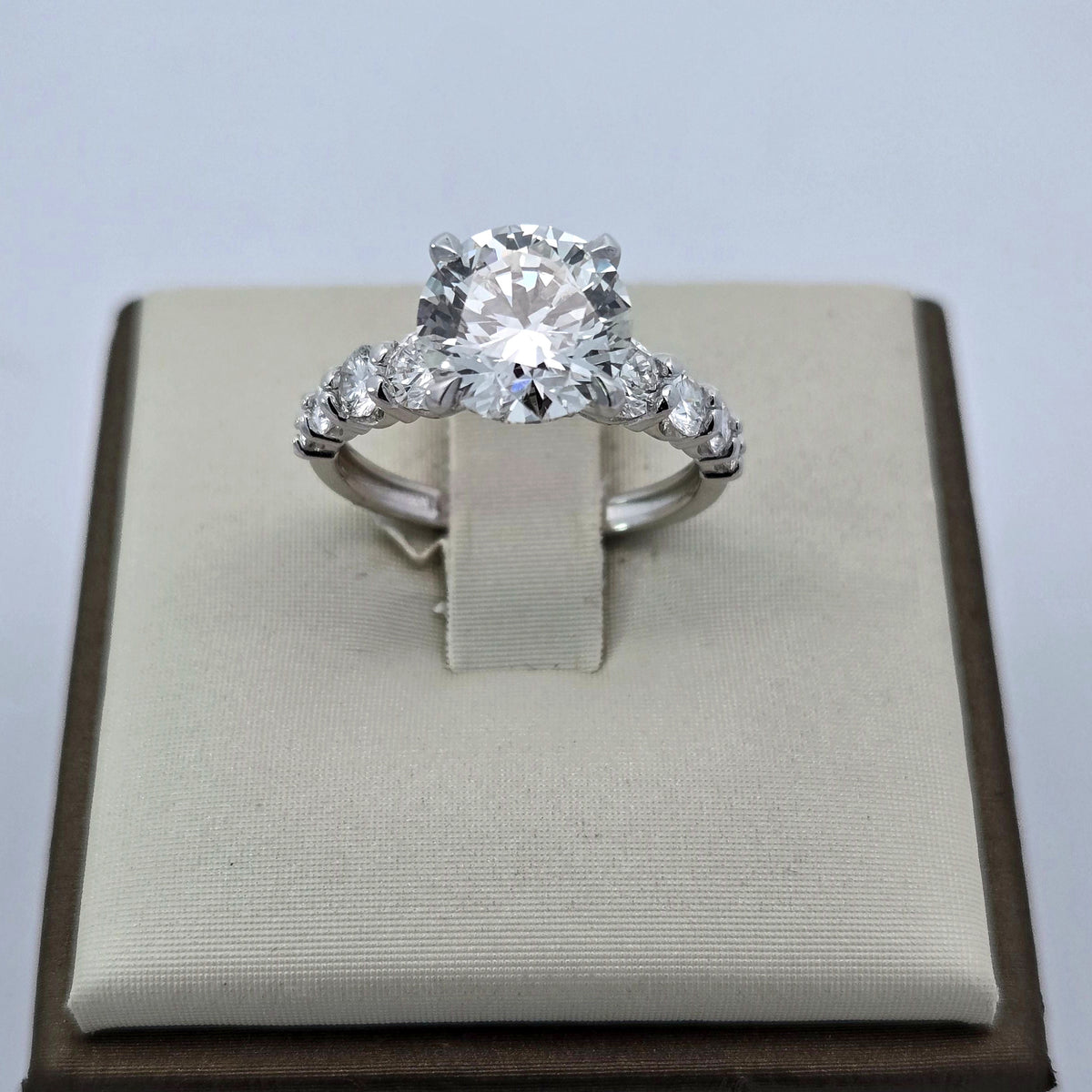 Lab-Grown Round Diamond Ring with 1.10ct Accents | 14K White Gold