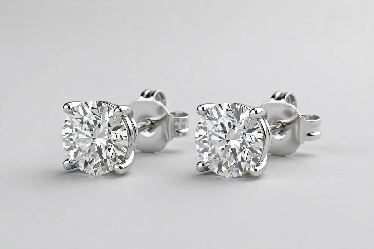 LAB DIA ROUND STUDS 0.74CT TOTAL 14KWG