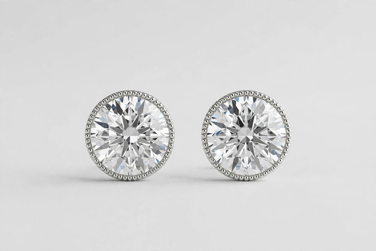 LAB DIA ROUND BEADED STUDS 0.25CT TOTAL 14KWG
