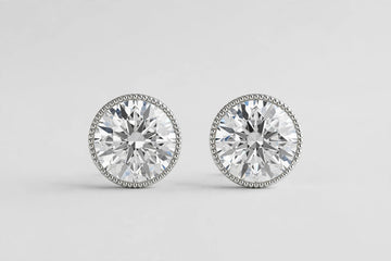 LAB DIA ROUND BEADED STUDS 0.25CT TOTAL 14KWG