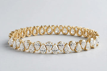 3.57 CTW Lab-Grown Pear Diamond Bracelet | 14K Yellow Gold