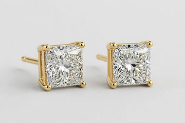 LAB DIA PRINCESS STUDS 4.00CT TOTAL 14KYG