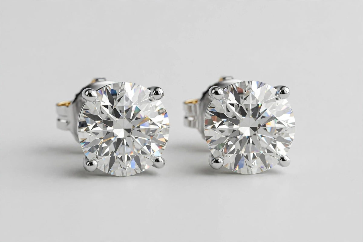 LAB DIA ROUND STUDS 1.00CT TOTAL 14KWG
