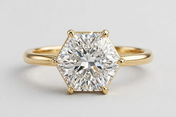2.30 CT Lab-Grown Hexagon Diamond Ring | 14K Yellow Gold