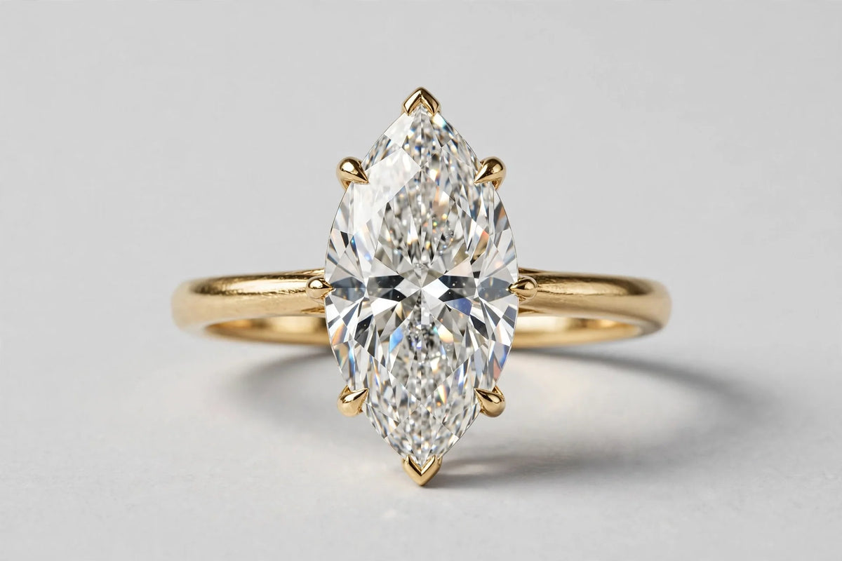 1.09 CT Lab-Grown Marquise Diamond Ring | 14K Yellow Gold