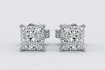 LAB DIA PRINCESS STUDS 4.00CT TOTAL 14KWG