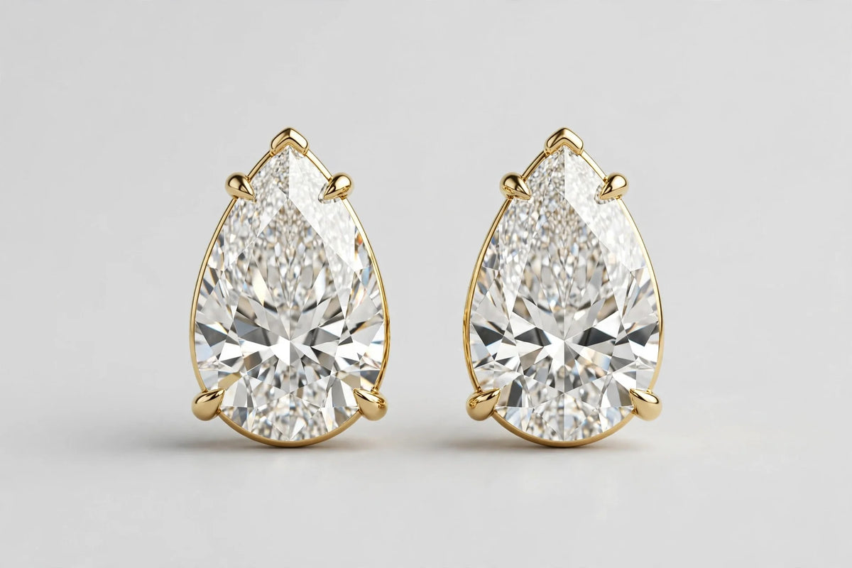 LAB Earr pear 2.55ctt F/VS1 1.52g 14KY YC