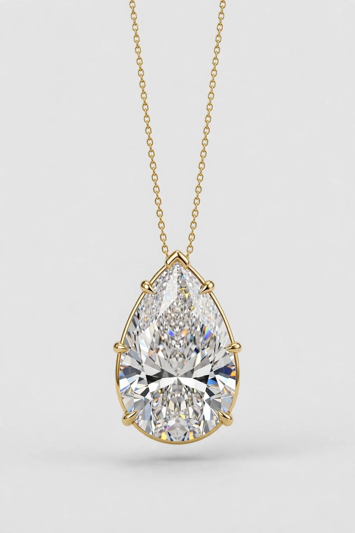 1.03 CTW Lab-Grown Pear Diamond Necklace | 14K Yellow Gold