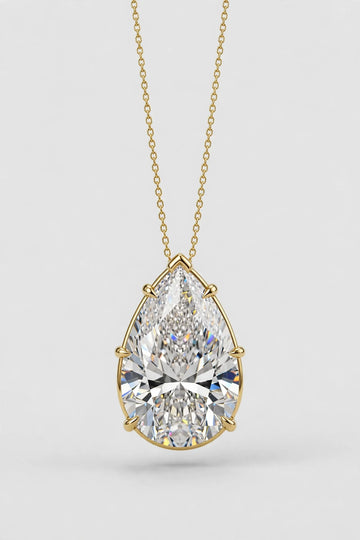 1.03 CTW Lab-Grown Pear Diamond Necklace | 14K Yellow Gold