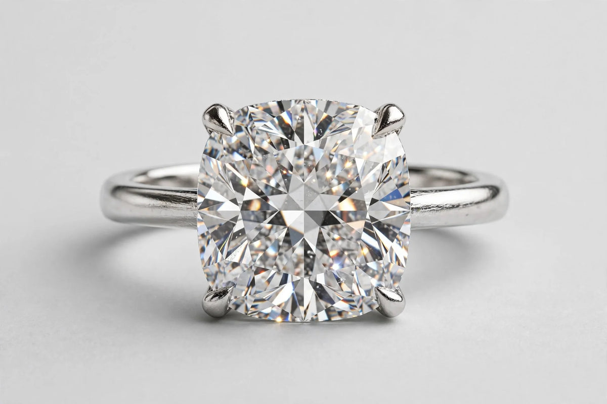 LAB ring Cushion DIA 13.22ct E-F/VS1 14KWG 16.18g