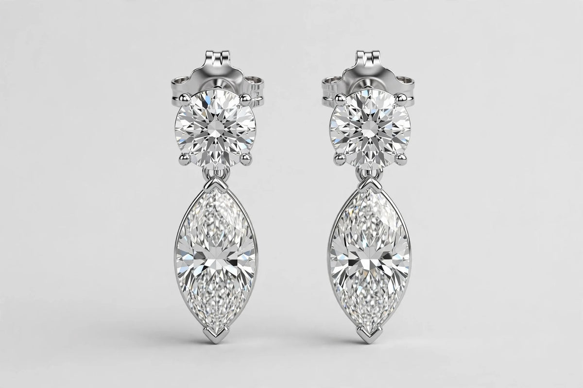 LAB earrings marq RD Dia 2.93CT E/VS1 3.61g 14KW