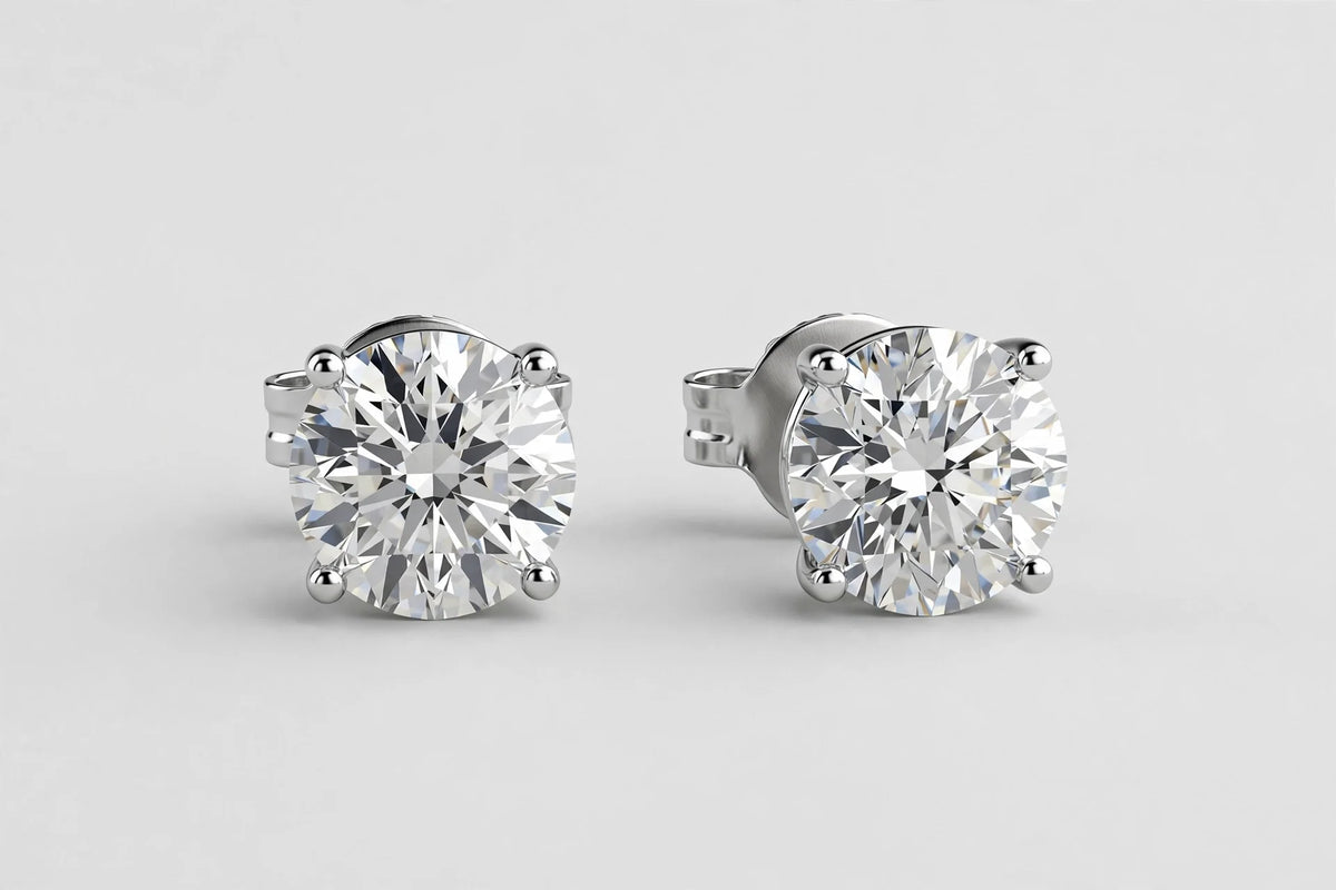 LAB DIA ROUND STUDS 0.50CT TOTAL 14KWG