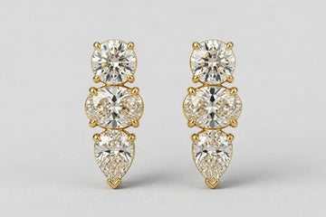 4.00 CTW Lab-Grown Round & Oval Diamond Stud Earrings | 14K Yellow Gold