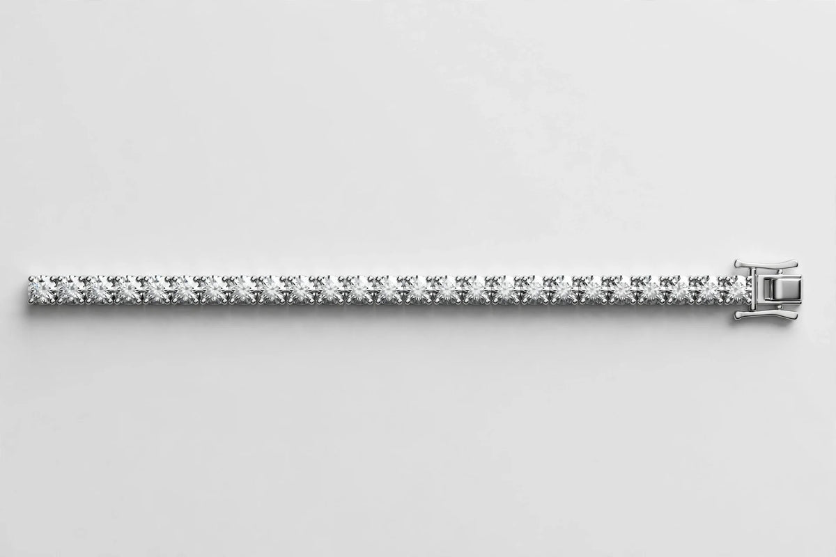 LAB ROUND TENNIS BRACELET 14K WG 4.45CT 7.00"