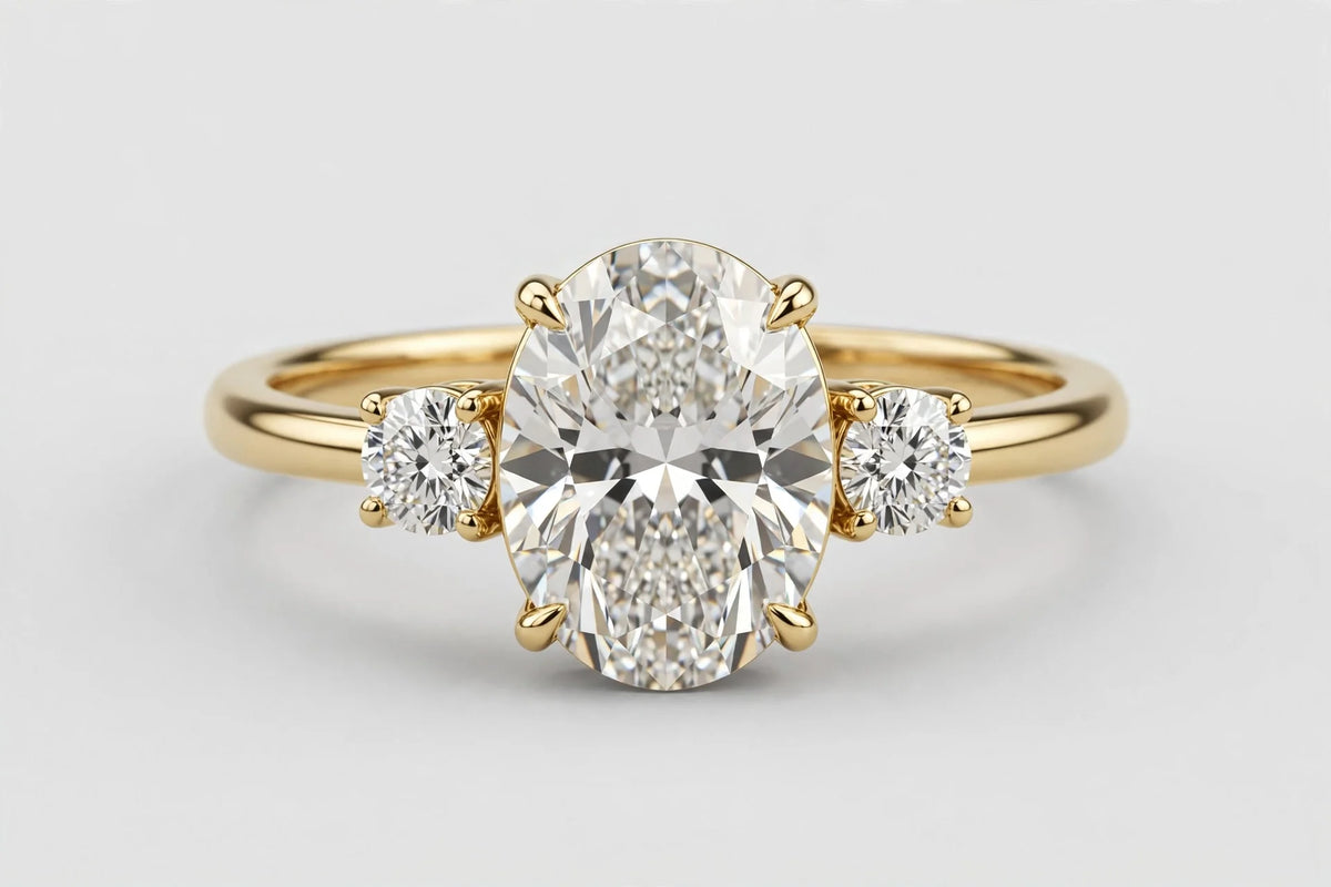 LAB ring OV 0.89/0.5ct F/VS1 14KY 3.62g s:5.5