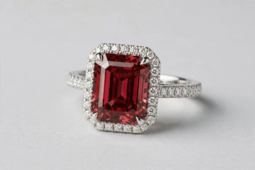 LAB ring EM 1.76ct red 0.48ct F/VS1 14KW 2.99g s:5.5